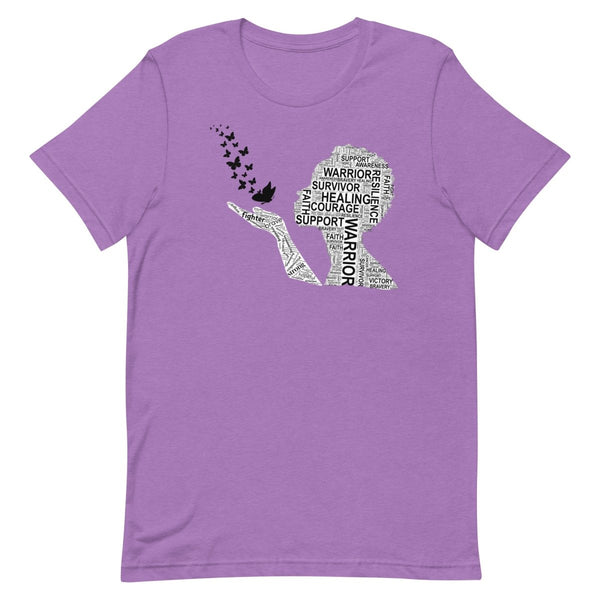 Melanoma Cancer Butterfly Tee - JohnVsGBMHeather Team PurpleXS