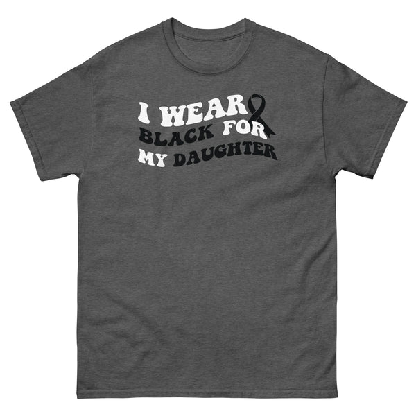 Melanoma I Wear Black for my Daughter Tee - JohnVsGBMDark HeatherS