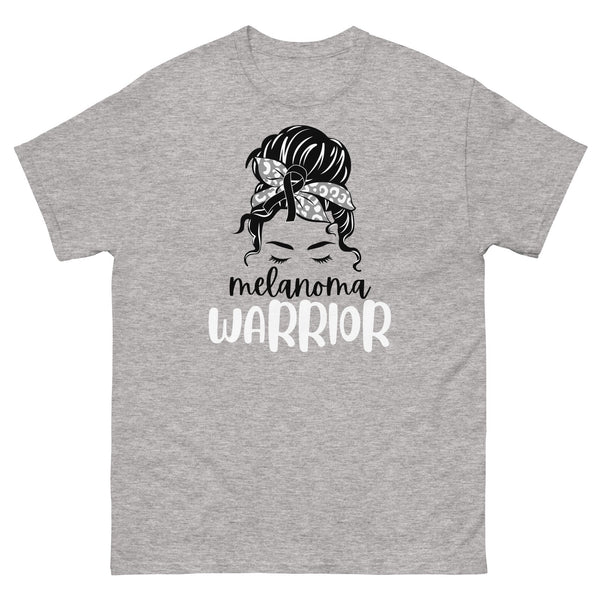 Melanoma Women Warrior Bow Tee - JohnVsGBMSport GreyS