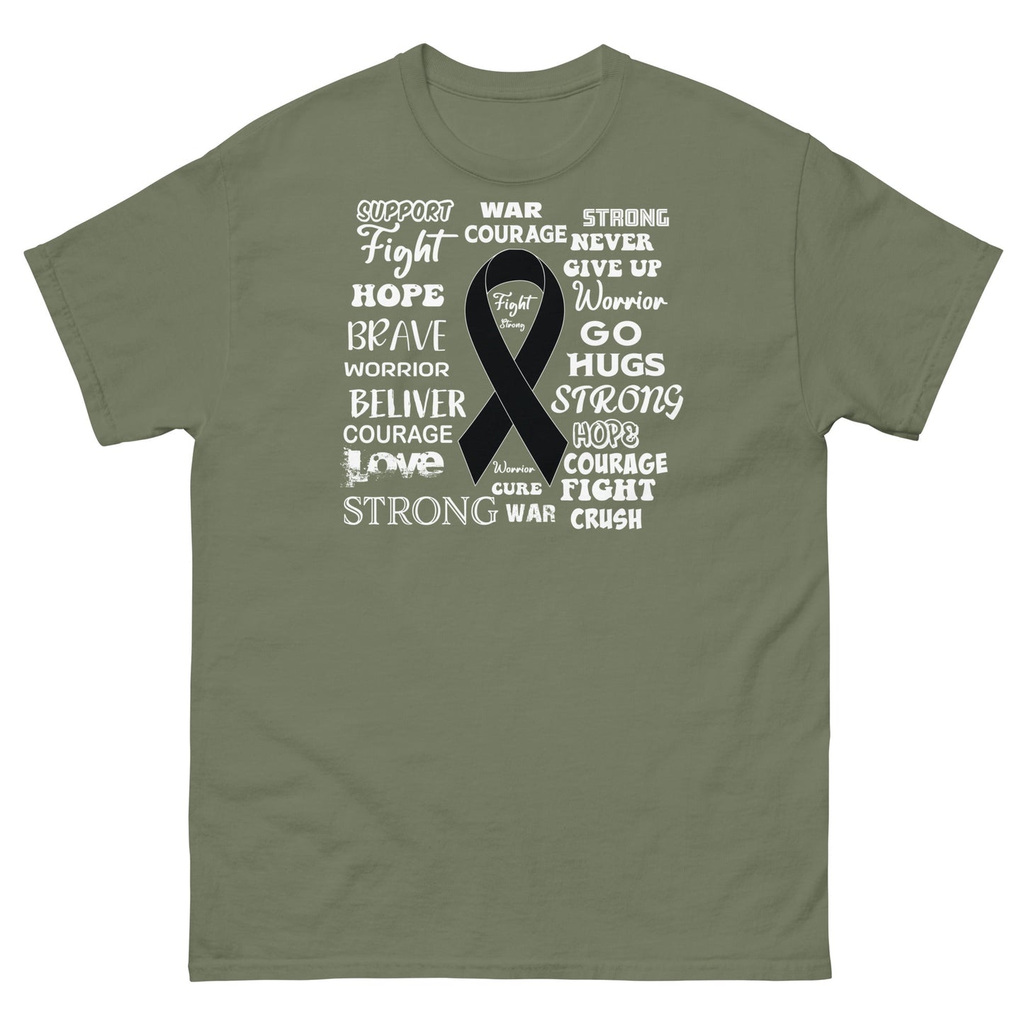 Melanoma Words Tee - JohnVsGBMMilitary GreenS