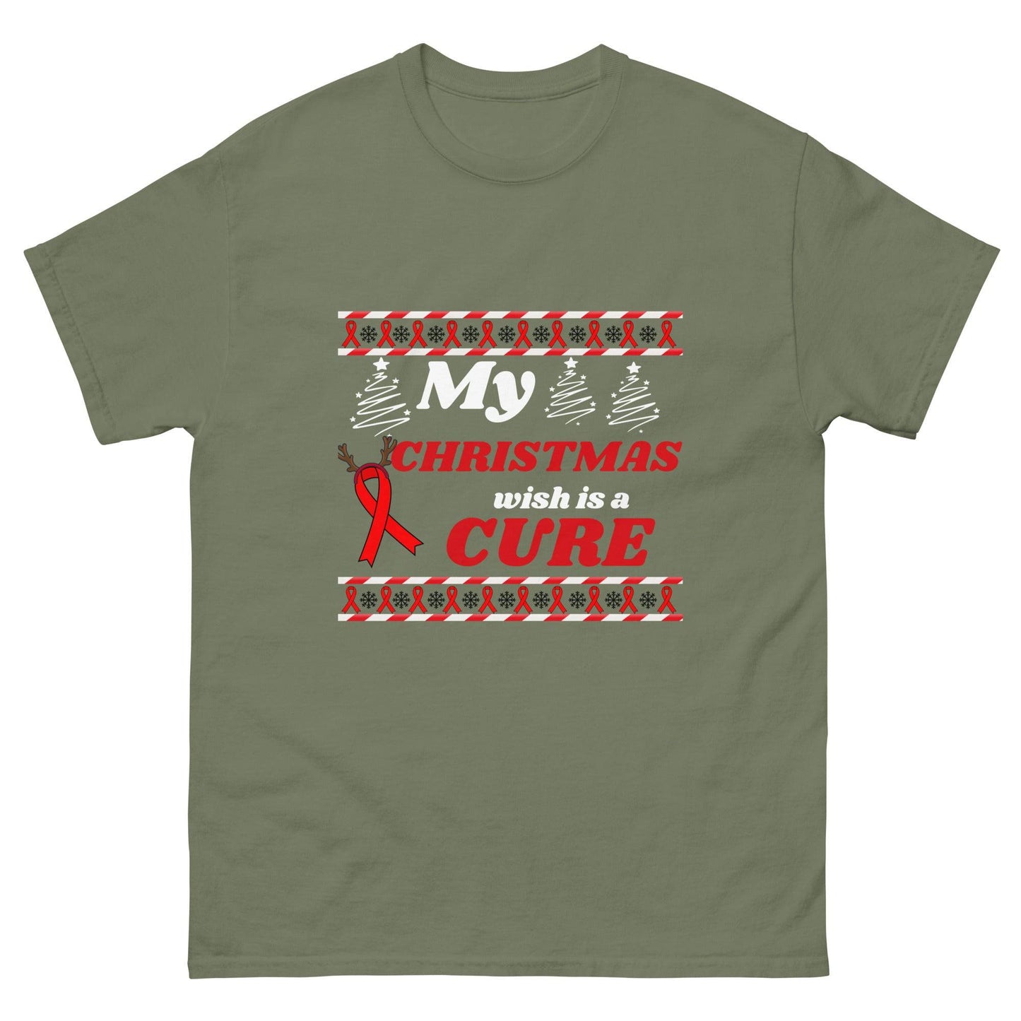 My Christmas Wish Is a Cure Cancer Unisex Classic Tee - JohnVsGBMMilitary GreenS