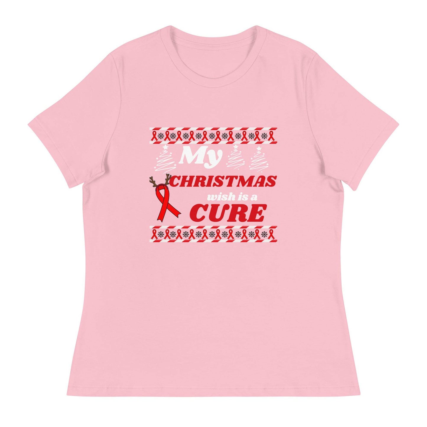 My Christmas Wish Is a Cure Cancer Women's Relaxed Tee - JohnVsGBMPinkS