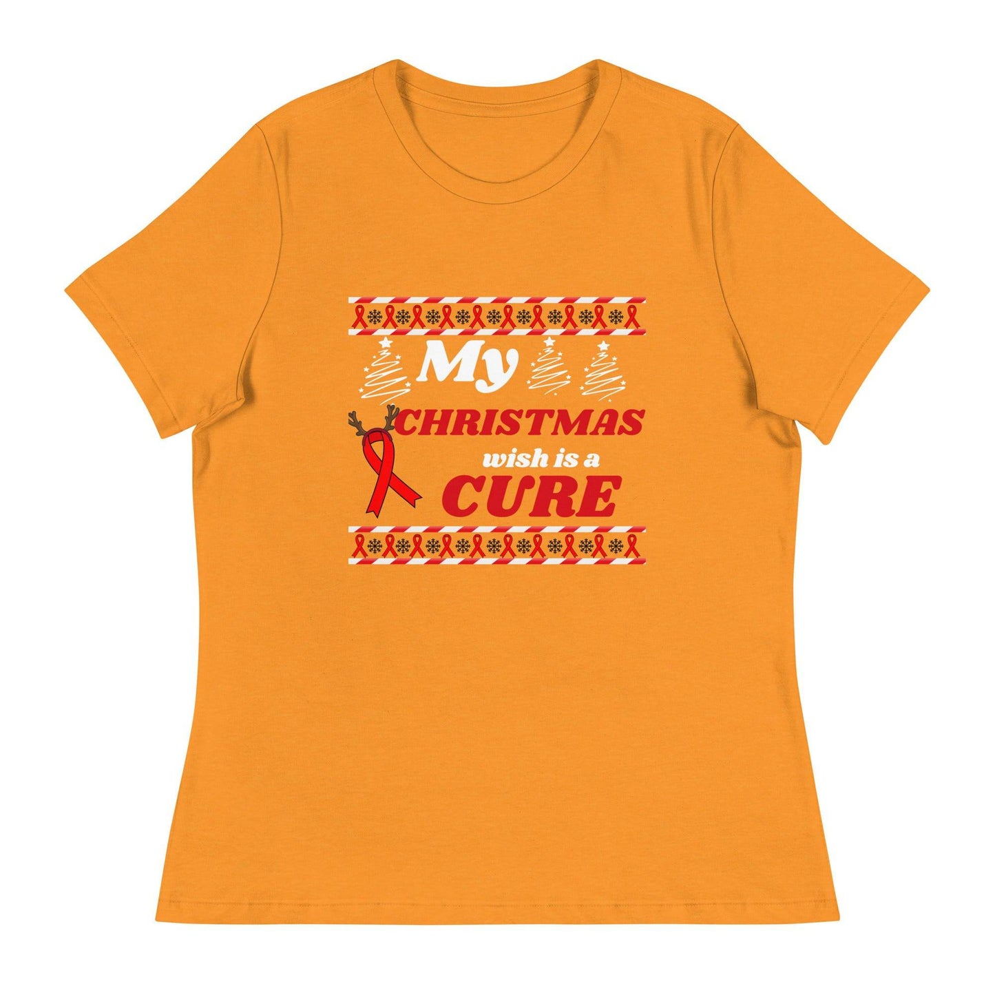 My Christmas Wish Is a Cure Cancer Women's Relaxed Tee - JohnVsGBMHeather MarmaladeS