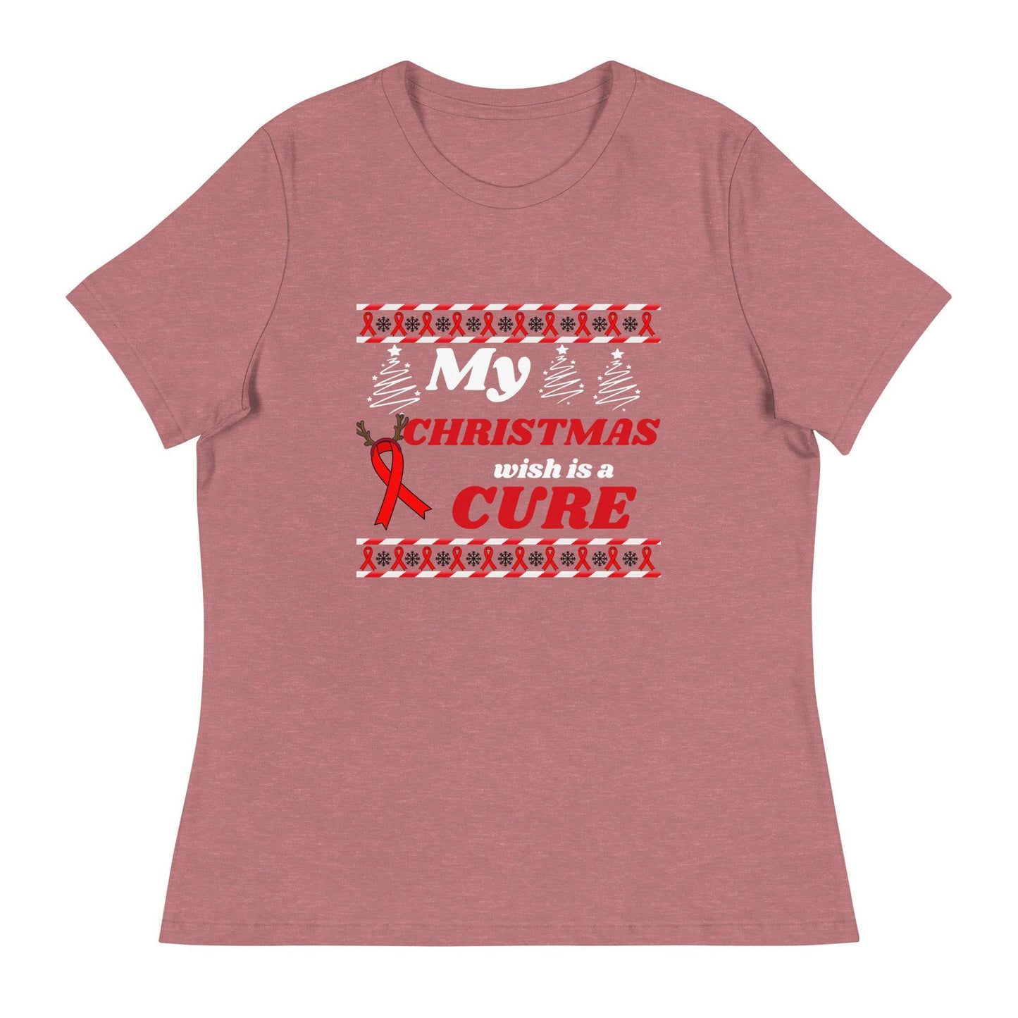 My Christmas Wish Is a Cure Cancer Women's Relaxed Tee - JohnVsGBMHeather MauveS