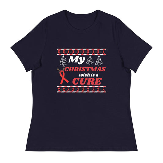 My Christmas Wish Is a Cure Cancer Women's Relaxed Tee - JohnVsGBMNavyS