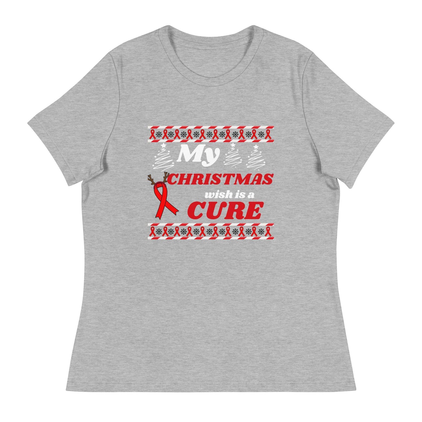 My Christmas Wish Is a Cure Cancer Women's Relaxed Tee - JohnVsGBMAthletic HeatherS