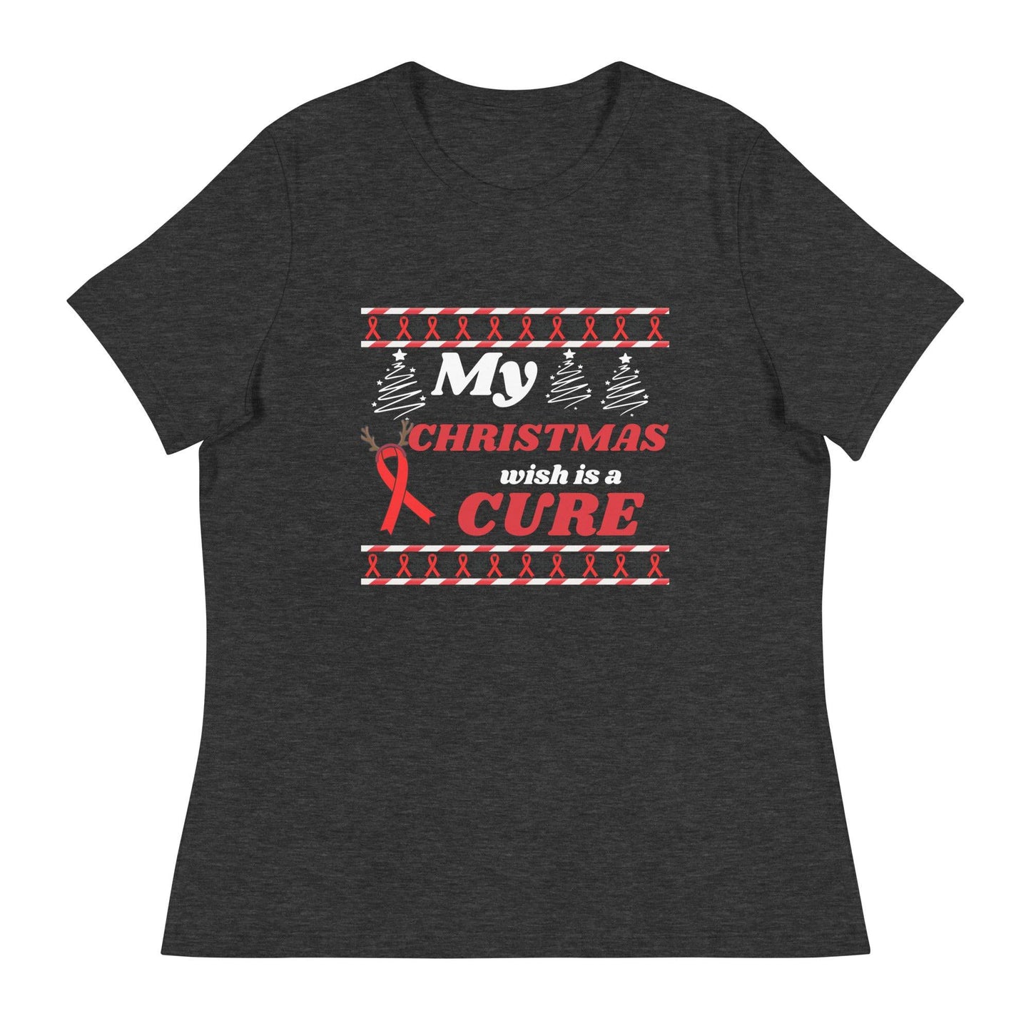 My Christmas Wish Is a Cure Cancer Women's Relaxed Tee - JohnVsGBMDark Grey HeatherS