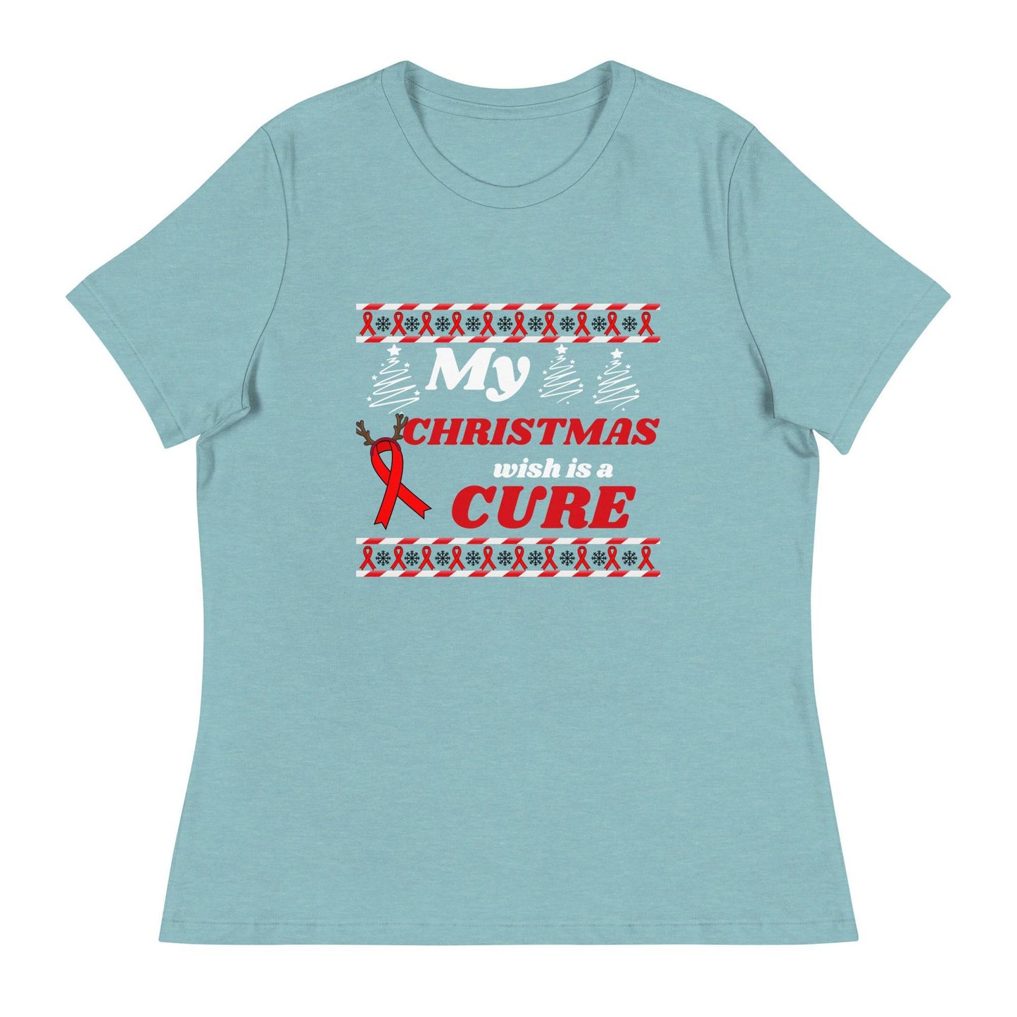 My Christmas Wish Is a Cure Cancer Women's Relaxed Tee - JohnVsGBMHeather Blue LagoonS