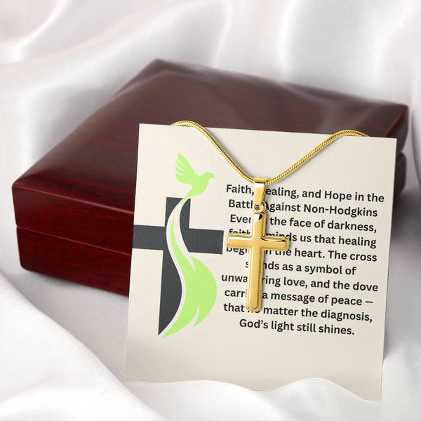 Non - Hodgkins Dove Cross Necklace - JohnVsGBMLuxury Box18K Yellow Gold Finish