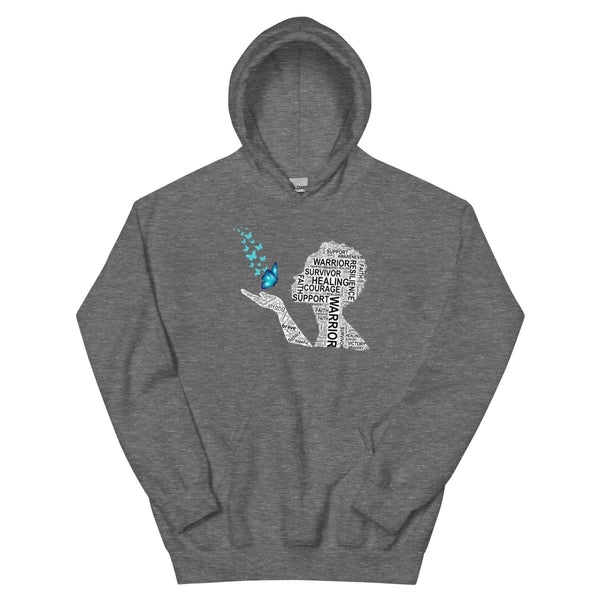 Ovarian Cancer Butterfly Hoodie - JohnVsGBMGraphite HeatherS