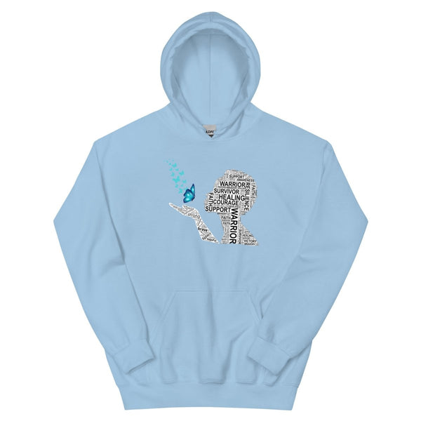 Ovarian Cancer Butterfly Hoodie - JohnVsGBMLight BlueS