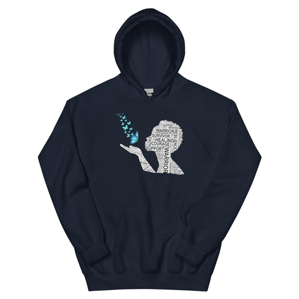 Ovarian Cancer Butterfly Hoodie - JohnVsGBMNavyS