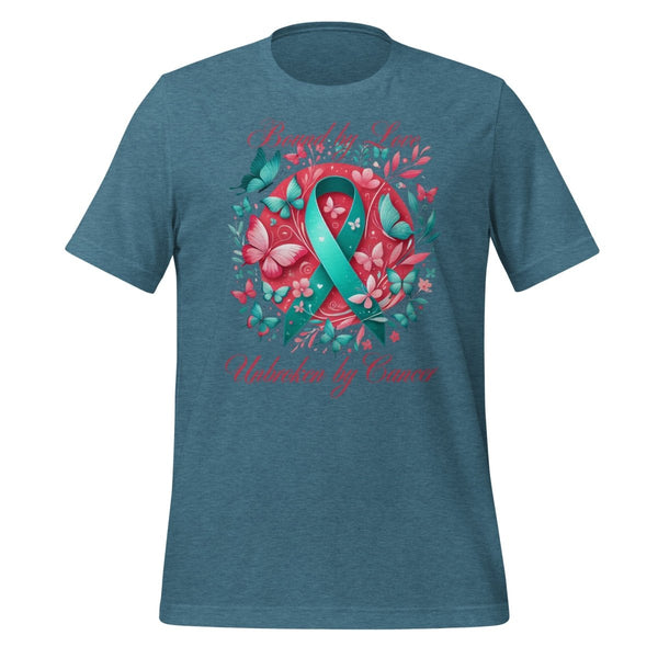 Ovarian Cancer Butterfly Love Tee - JohnVsGBMHeather Deep TealS