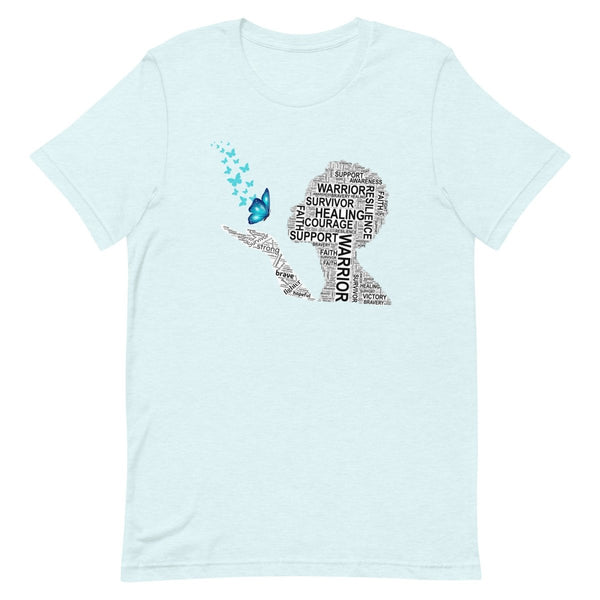 Ovarian Cancer Butterfly Tee - JohnVsGBMHeather Ice BlueXS