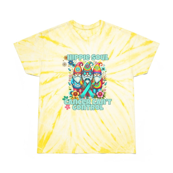 Ovarian Cancer Hippie Soul Tie - Dye Tee - JohnVsGBMPale YellowS