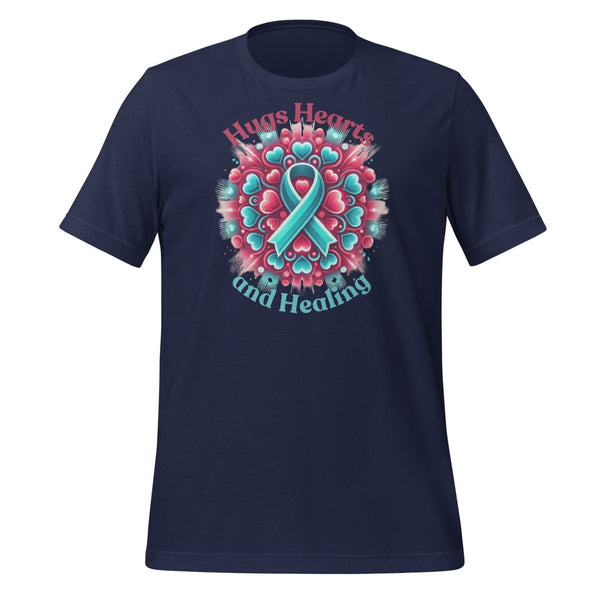 Ovarian Cancer Hugs Love Tee - JohnVsGBMNavyS