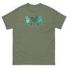 Ovarian Cancer Peace Love Tee - JohnVsGBMMilitary GreenS