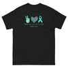 Ovarian Cancer Peace Love Tee - JohnVsGBMBlackS