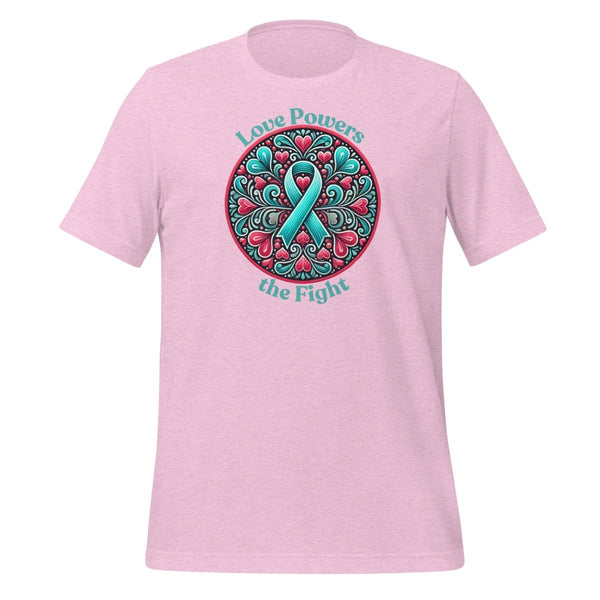 Ovarian Cancer Powers Love Tee - JohnVsGBMHeather Prism LilacS