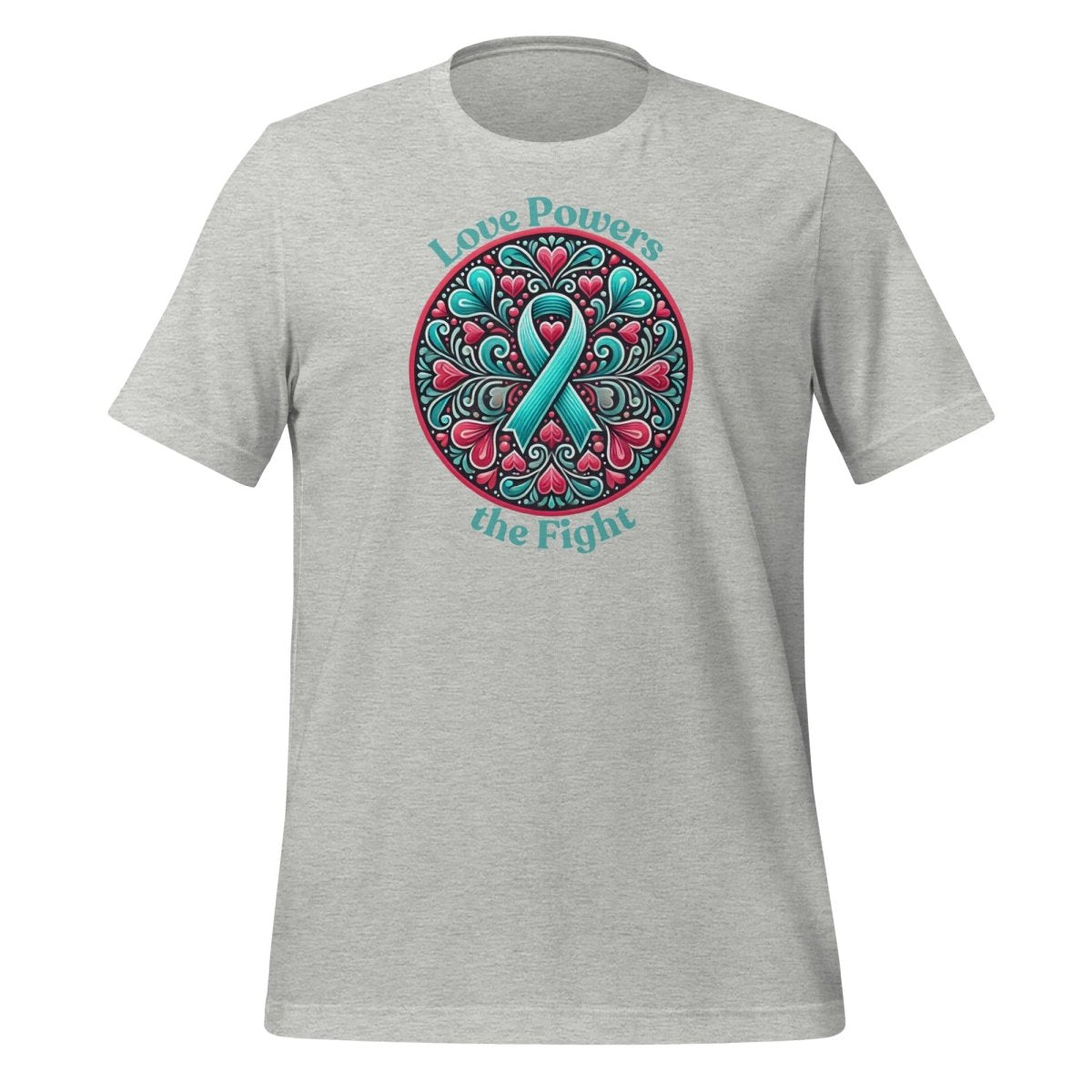 Ovarian Cancer Powers Love Tee - JohnVsGBMAthletic HeatherS