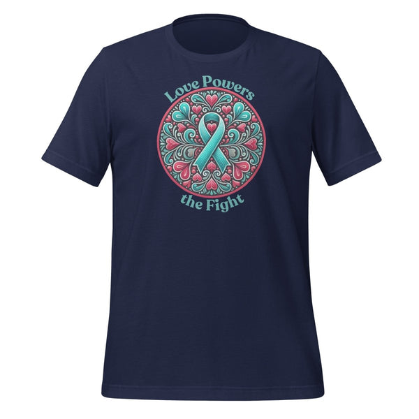 Ovarian Cancer Powers Love Tee - JohnVsGBMNavyS