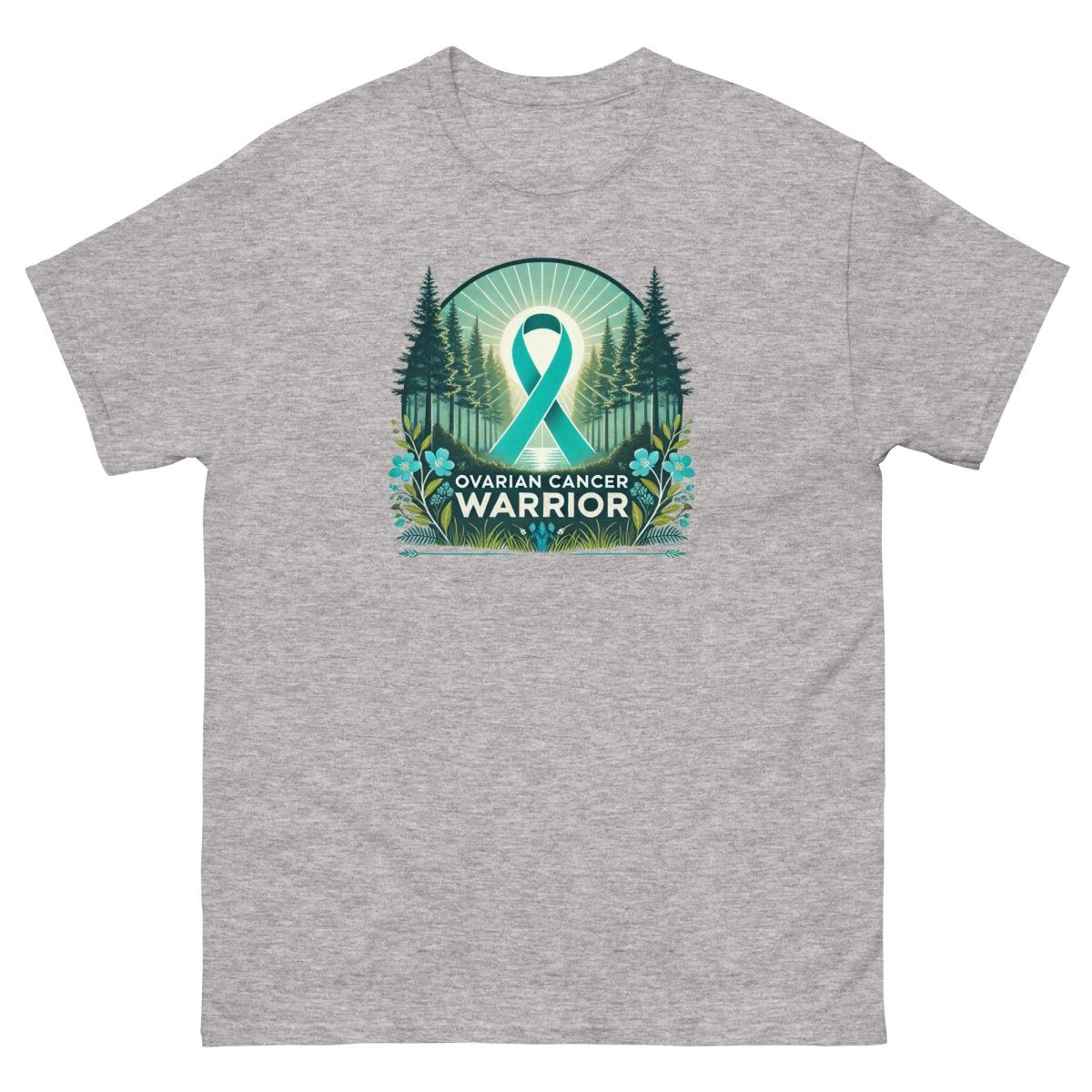 Ovarian Cancer Warrior Forest Tee - JohnVsGBMSport GreyS