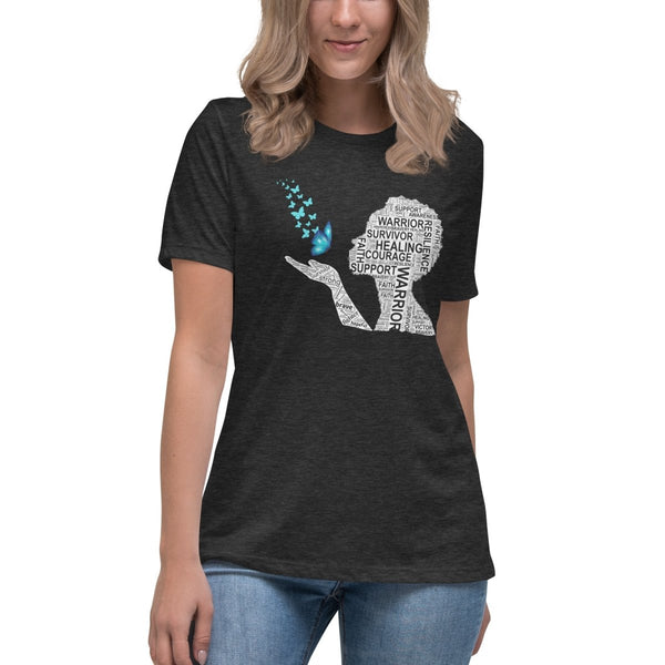 Ovarian Cancer Women's Butterfly Tee - JohnVsGBMDark Grey HeatherS