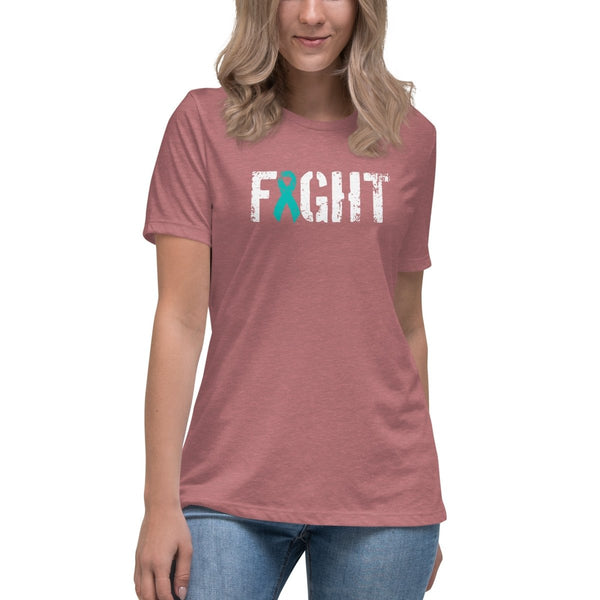 Ovarian Cancer Women's Fight Tee - JohnVsGBMHeather MauveS