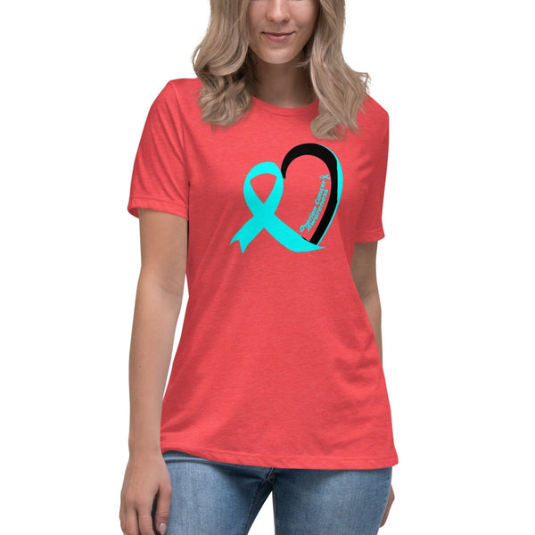 Ovarian Cancer Women's Heart Tee - JohnVsGBMHeather RedS