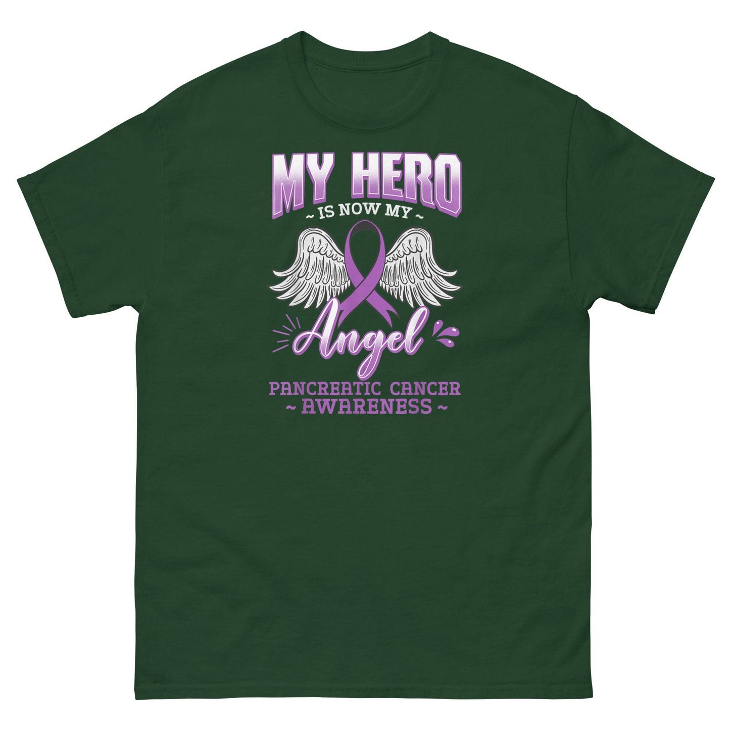 Pancreatic Cancer Angel Classic Tee - JohnVsGBMForest GreenS