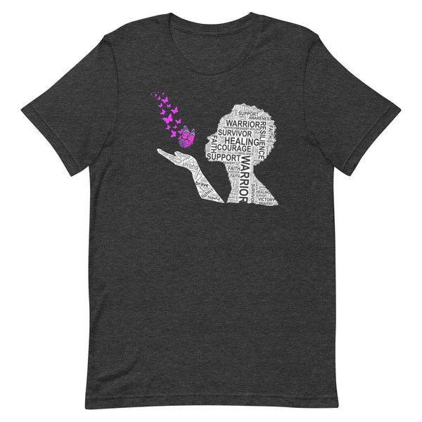 Pancreatic Cancer Butterfly Tee - JohnVsGBMDark Grey HeatherXS