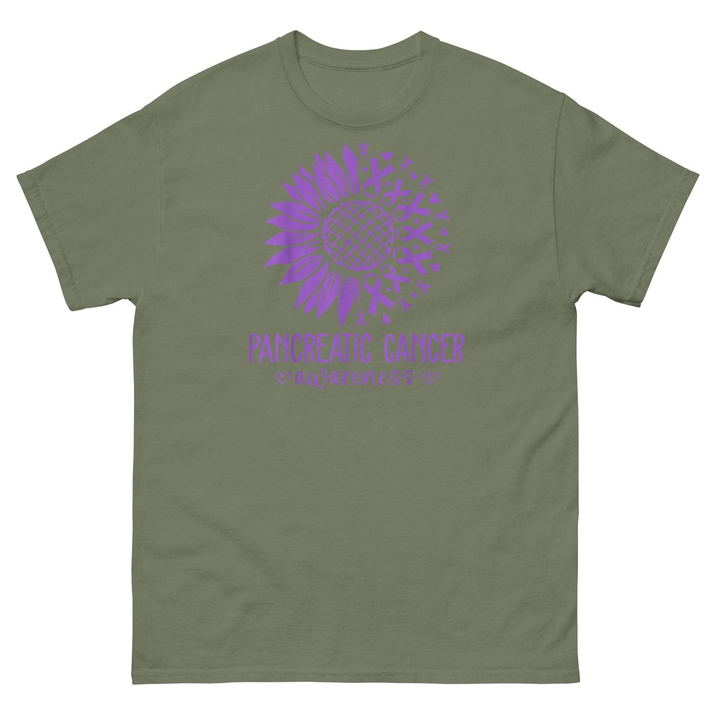 Pancreatic Cancer Flower Classic Tee - JohnVsGBMMilitary GreenS