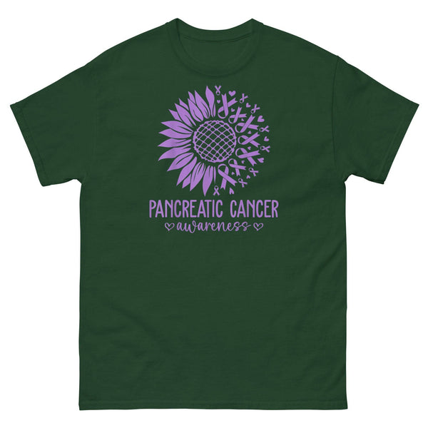 Pancreatic Cancer Flower Classic Tee - JohnVsGBMForest GreenS