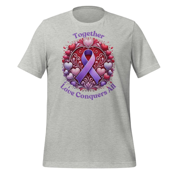 Pancreatic Cancer Heart Love Tee - JohnVsGBMAthletic HeatherS