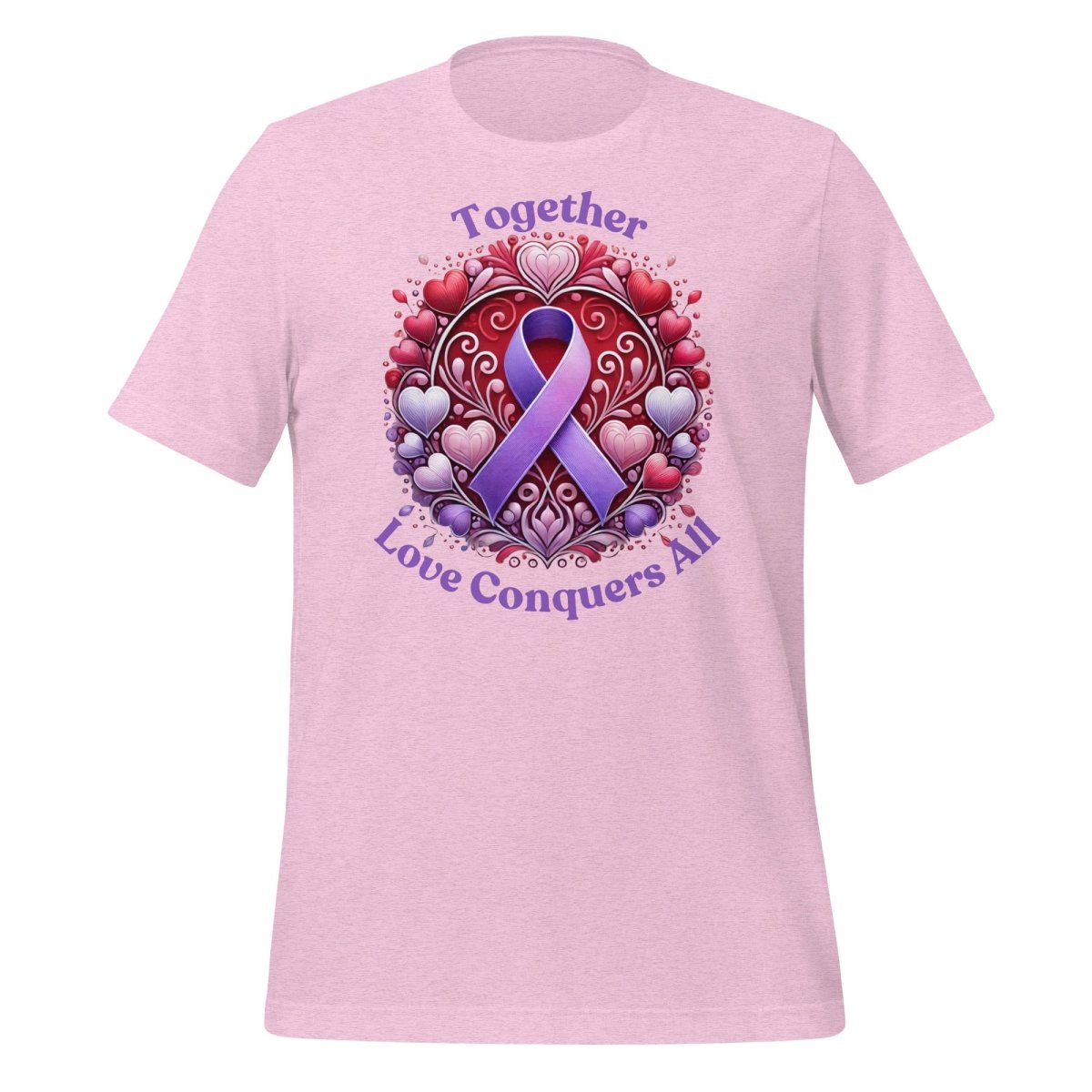 Pancreatic Cancer Heart Love Tee - JohnVsGBMHeather Prism LilacS