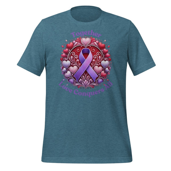 Pancreatic Cancer Heart Love Tee - JohnVsGBMHeather Deep TealS