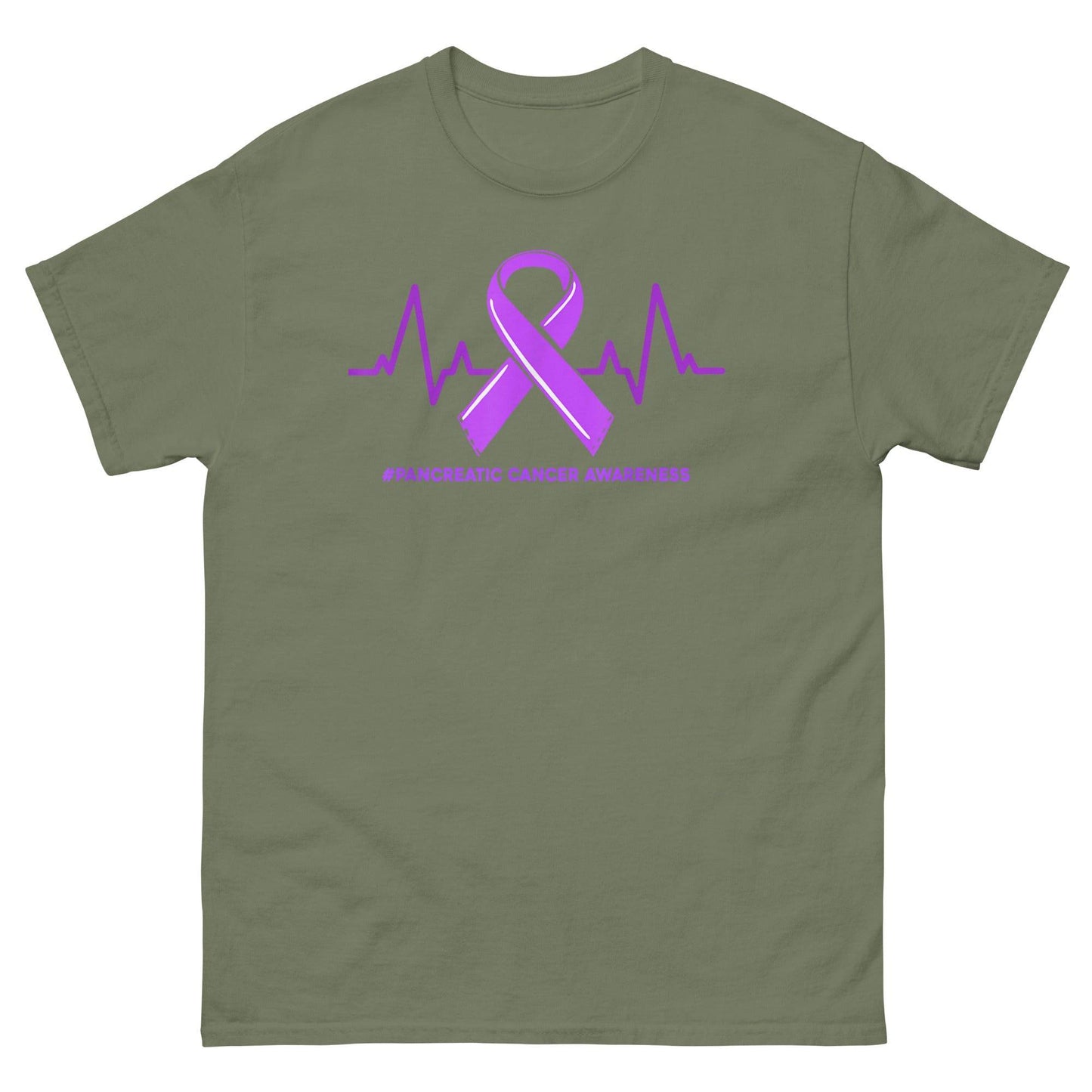 Pancreatic Cancer Heartbeat Classic Tee - JohnVsGBMMilitary GreenS