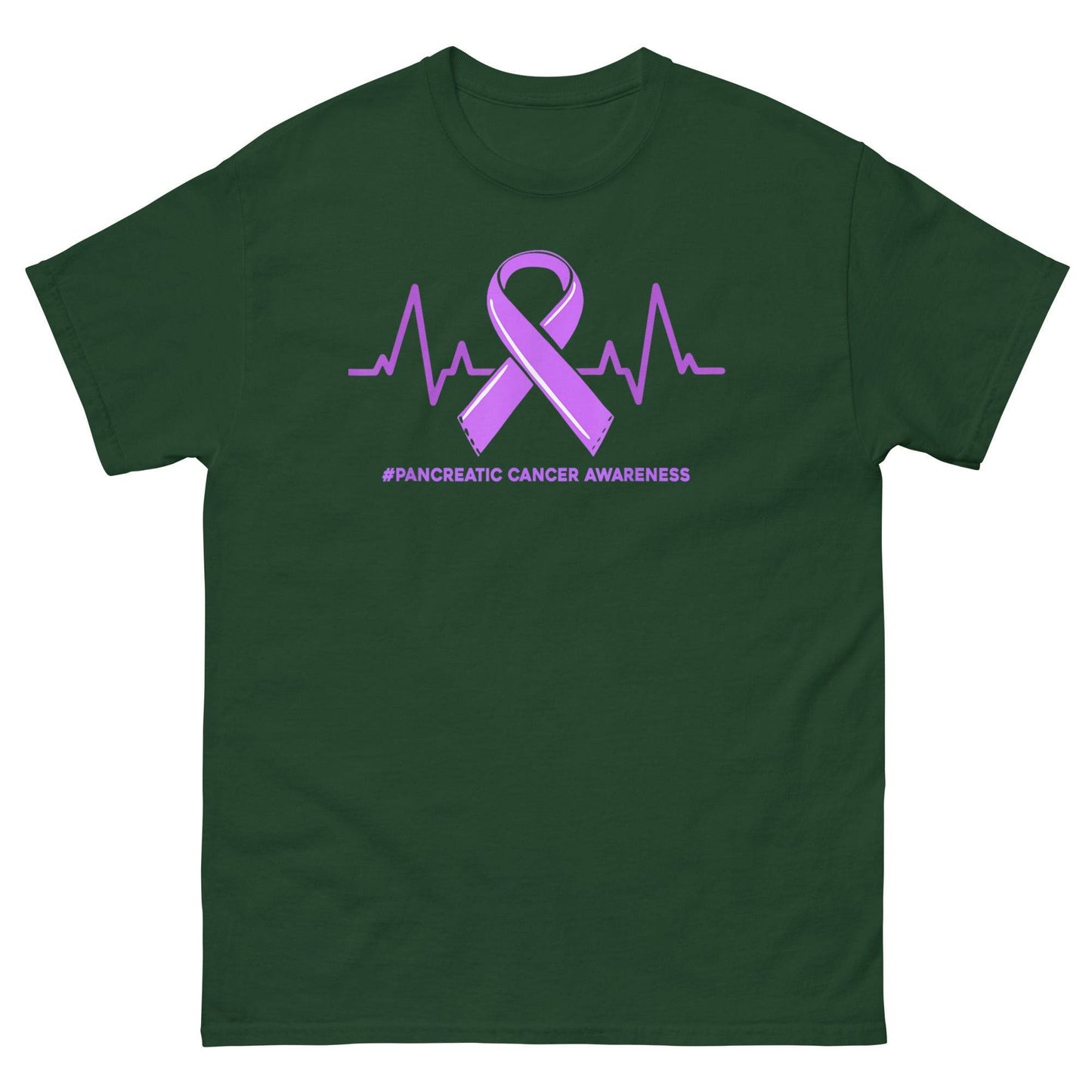 Pancreatic Cancer Heartbeat Classic Tee - JohnVsGBMForest GreenS