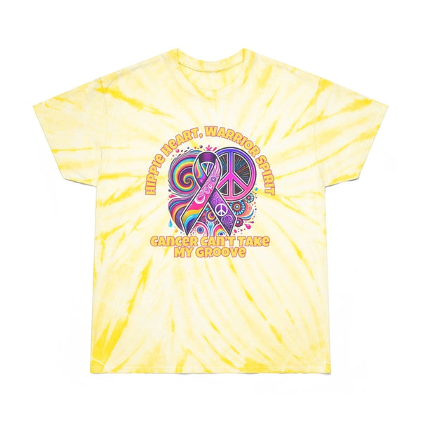 Pancreatic Cancer Hippie Heart Tie - Dye Tee - JohnVsGBMPale YellowS