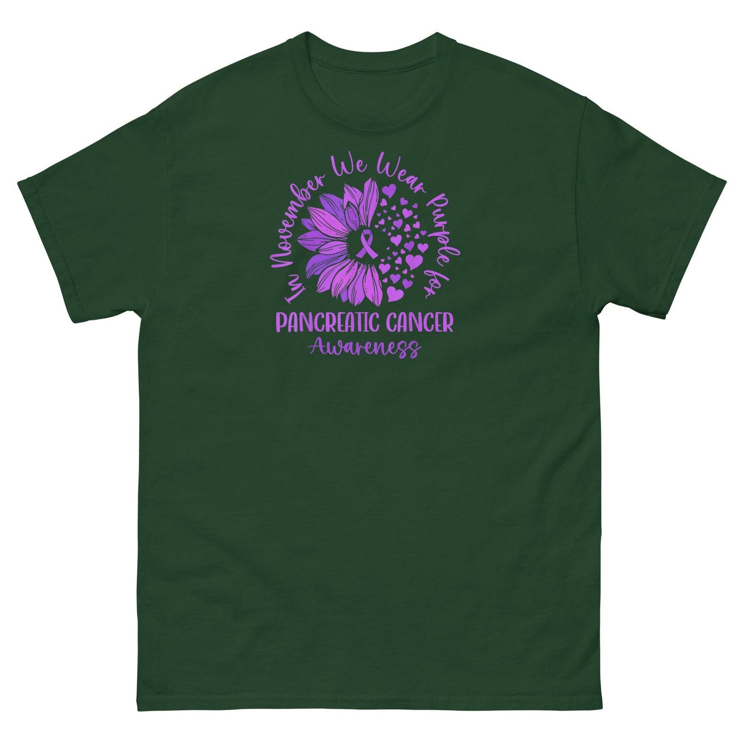 Pancreatic Cancer November Flower Classic Tee - JohnVsGBMForest GreenS