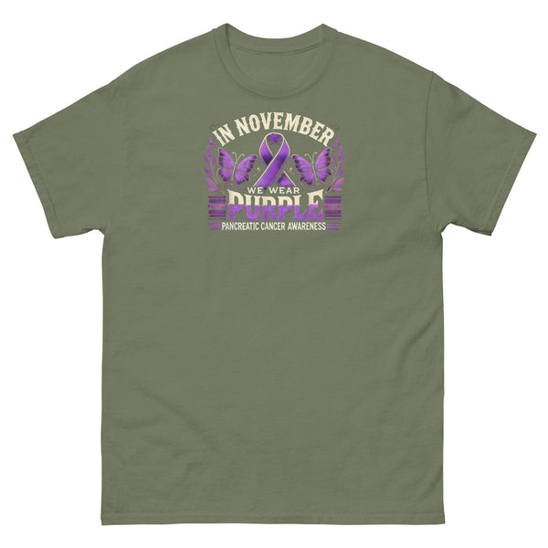 Pancreatic Cancer November We Wear Classic Tee - JohnVsGBMMilitary GreenS