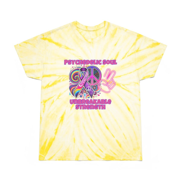 Pancreatic Cancer Psychedelic Soul Tie - Dye Tee - JohnVsGBMPale YellowS