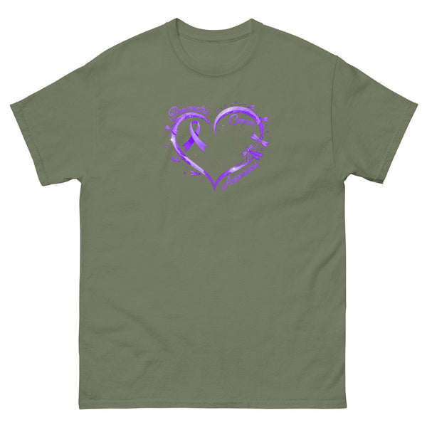 Pancreatic Cancer Purple Heart with Ribbon Classic Tee - JohnVsGBMMilitary GreenS