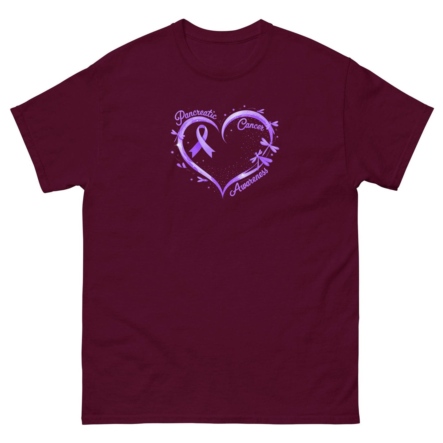 Pancreatic Cancer Purple Heart with Ribbon Classic Tee - JohnVsGBMMaroonS