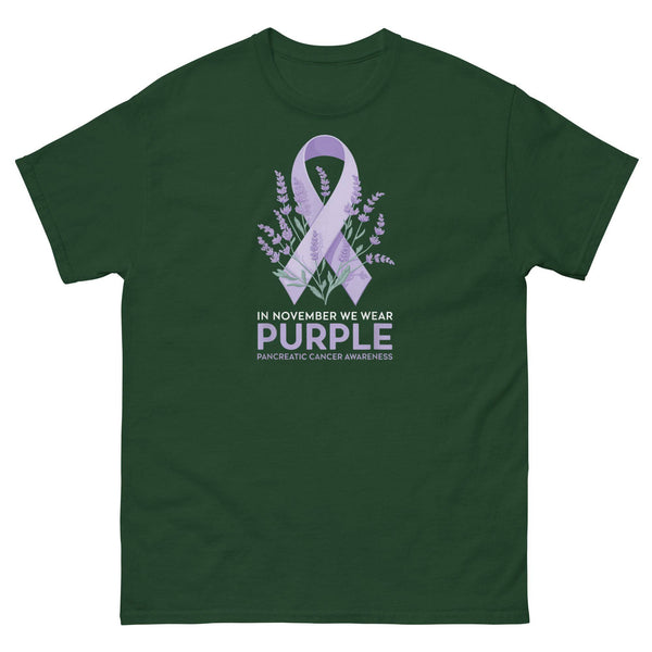 Pancreatic Cancer Ribbon with Lavender Classic Tee - JohnVsGBMForest GreenS