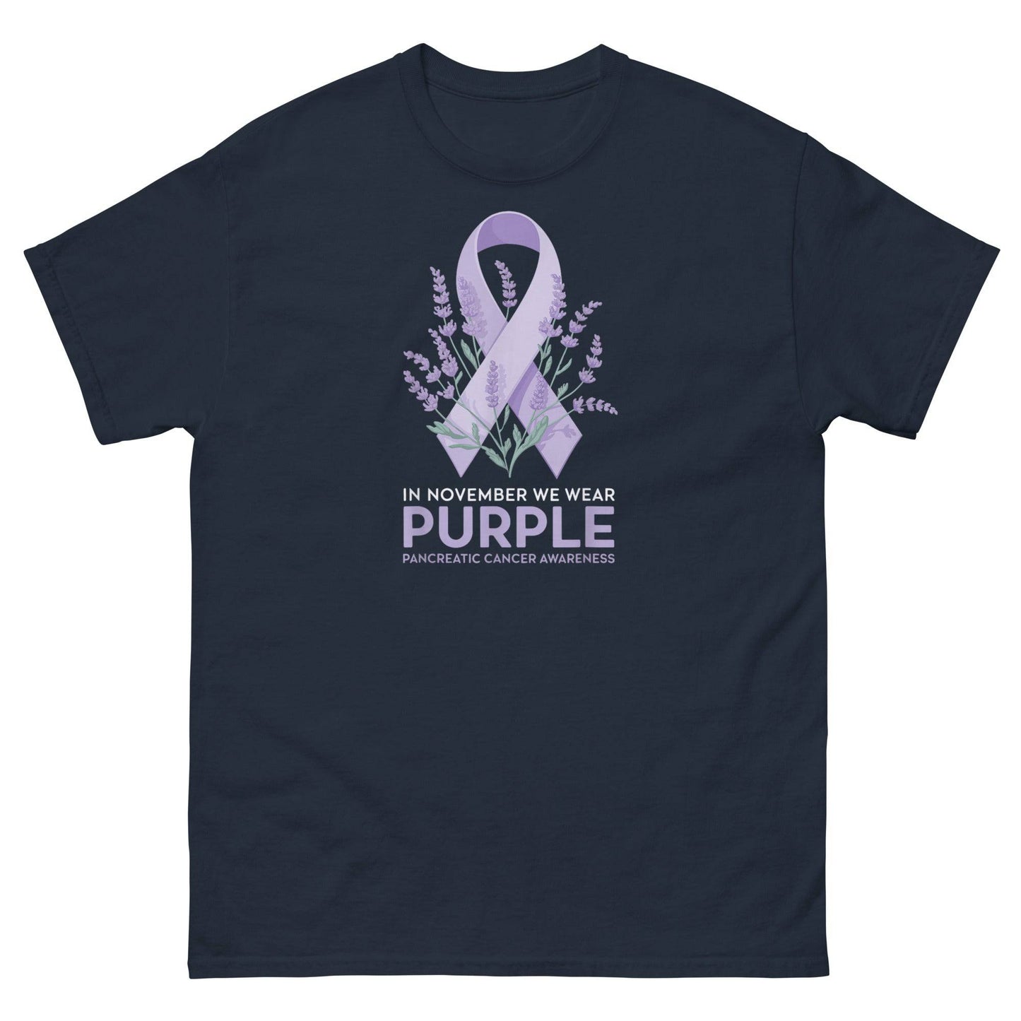 Pancreatic Cancer Ribbon with Lavender Classic Tee - JohnVsGBMNavyS