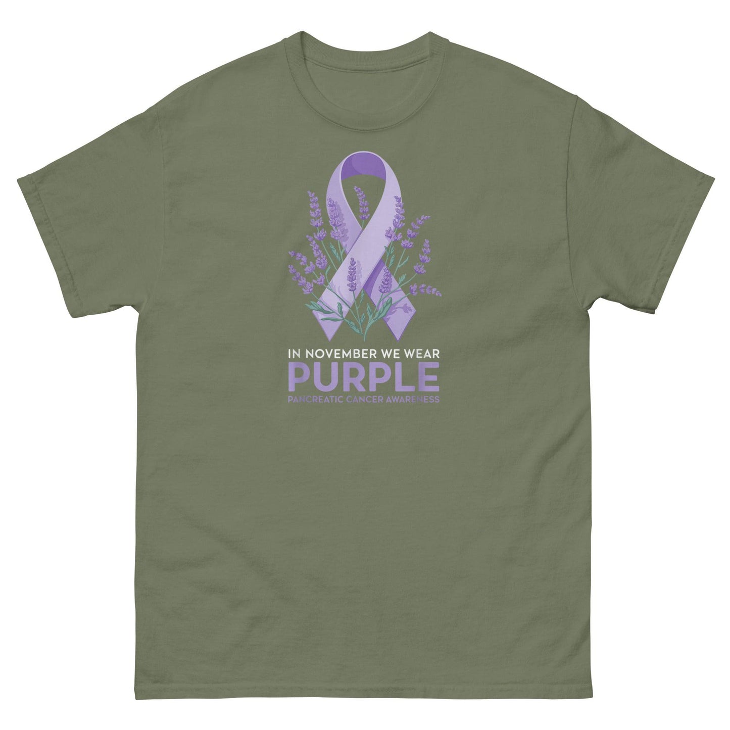 Pancreatic Cancer Ribbon with Lavender Classic Tee - JohnVsGBMMilitary GreenS