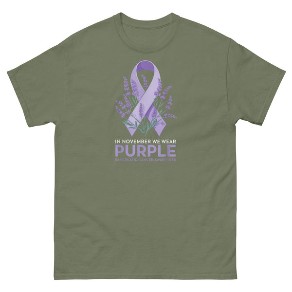 Pancreatic Cancer Ribbon with Lavender Classic Tee - JohnVsGBMMilitary GreenS