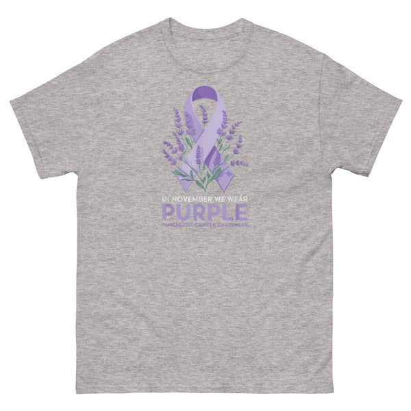 Pancreatic Cancer Ribbon with Lavender Classic Tee - JohnVsGBMSport GreyS