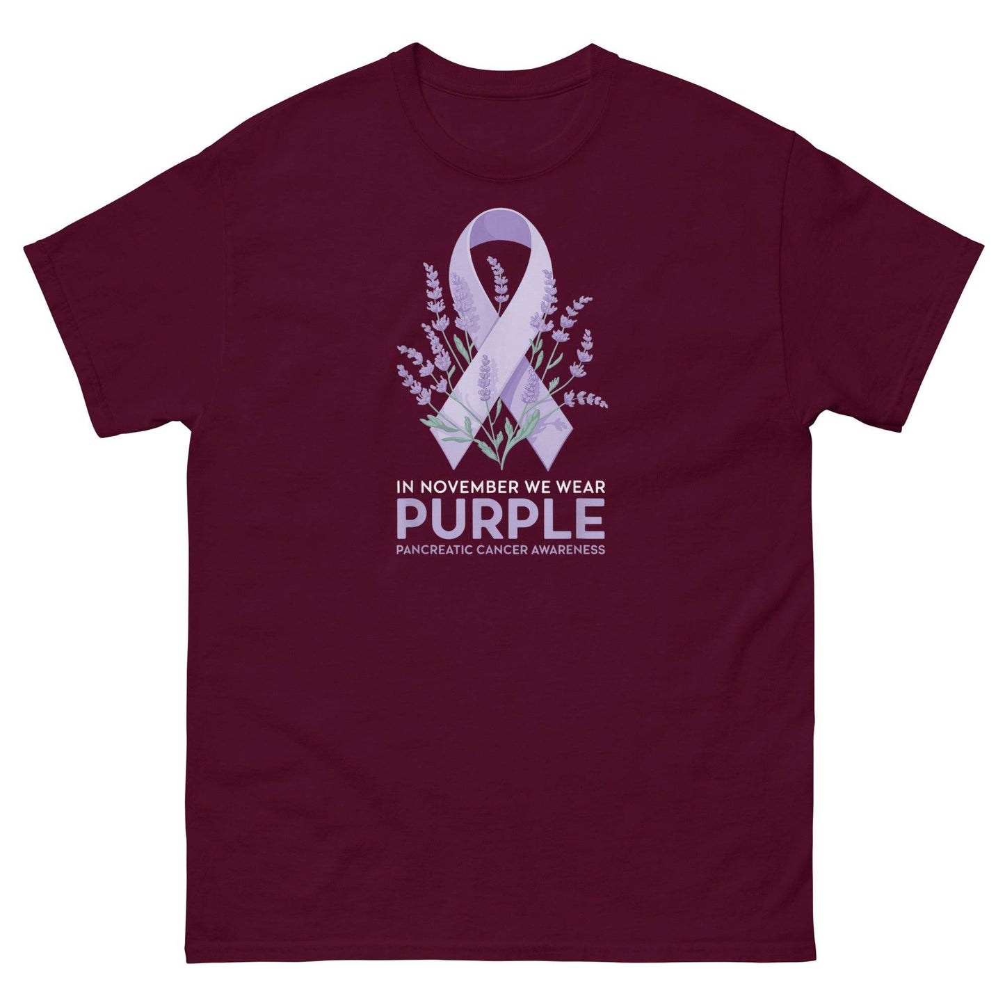 Pancreatic Cancer Ribbon with Lavender Classic Tee - JohnVsGBMMaroonS